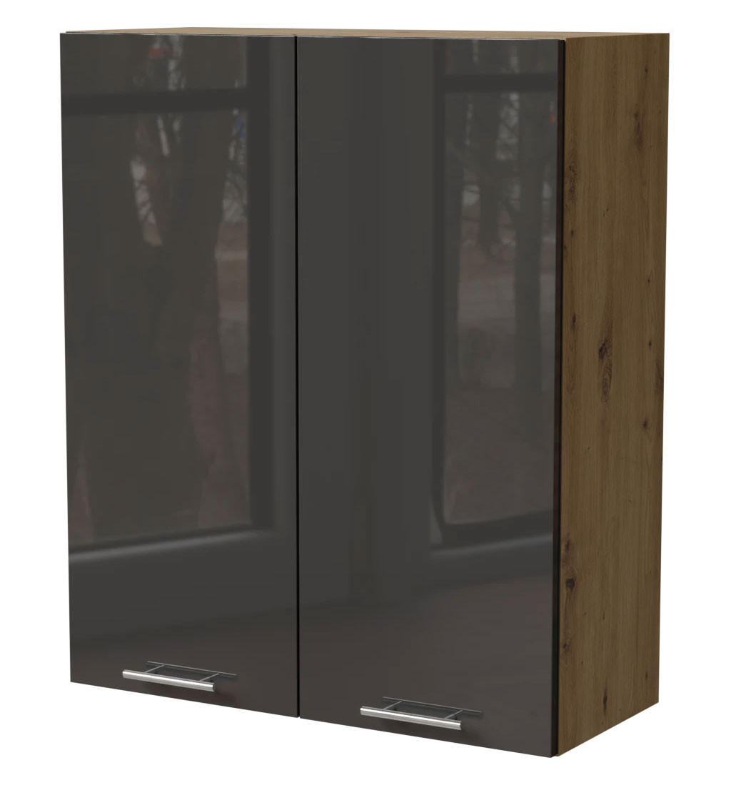 KÜCHENHÄNGESCHRANK Essen W4/80 X Hochglanz / Eiche Artisan Matt 80 / 32,5 / 96cm - Graphitfarben/Eiche Artisan, Holz/Holzwerkstoff (80/96/32.5cm) - Feldmann-Wohnen