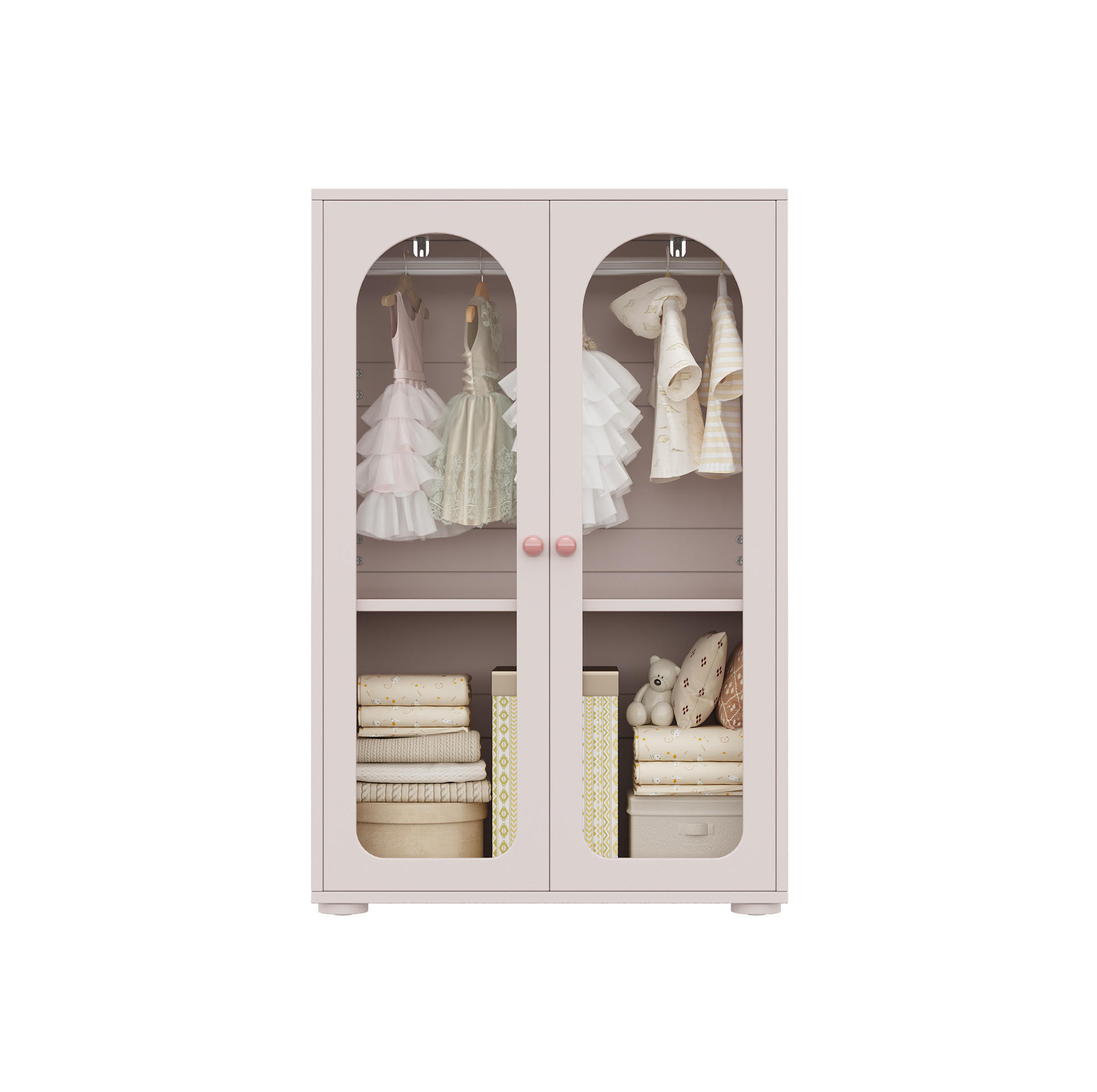 KLEIDERSCHRANK 80/50/120 cm babyrosa aus MDF und Acryl mit Kleiderstange - Pink, Holzwerkstoff (80/120/50cm) - OKWISH