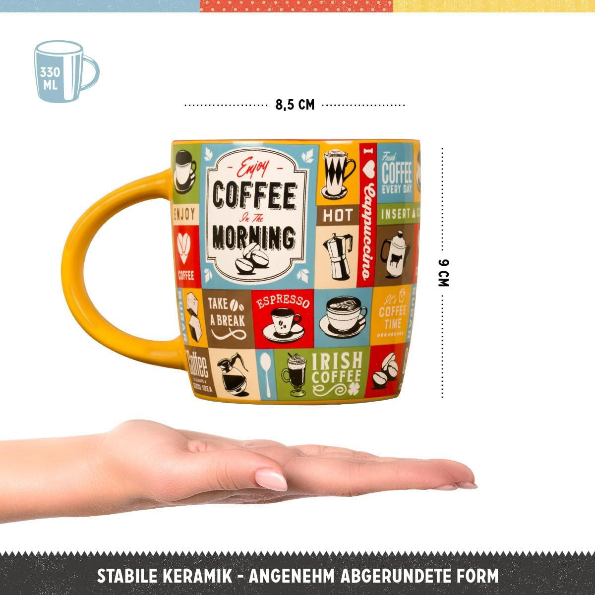 KAFFEETASSE 330 ml Coffee Collage - Multicolor, Keramik (0.33L) - Nostalgic-Art