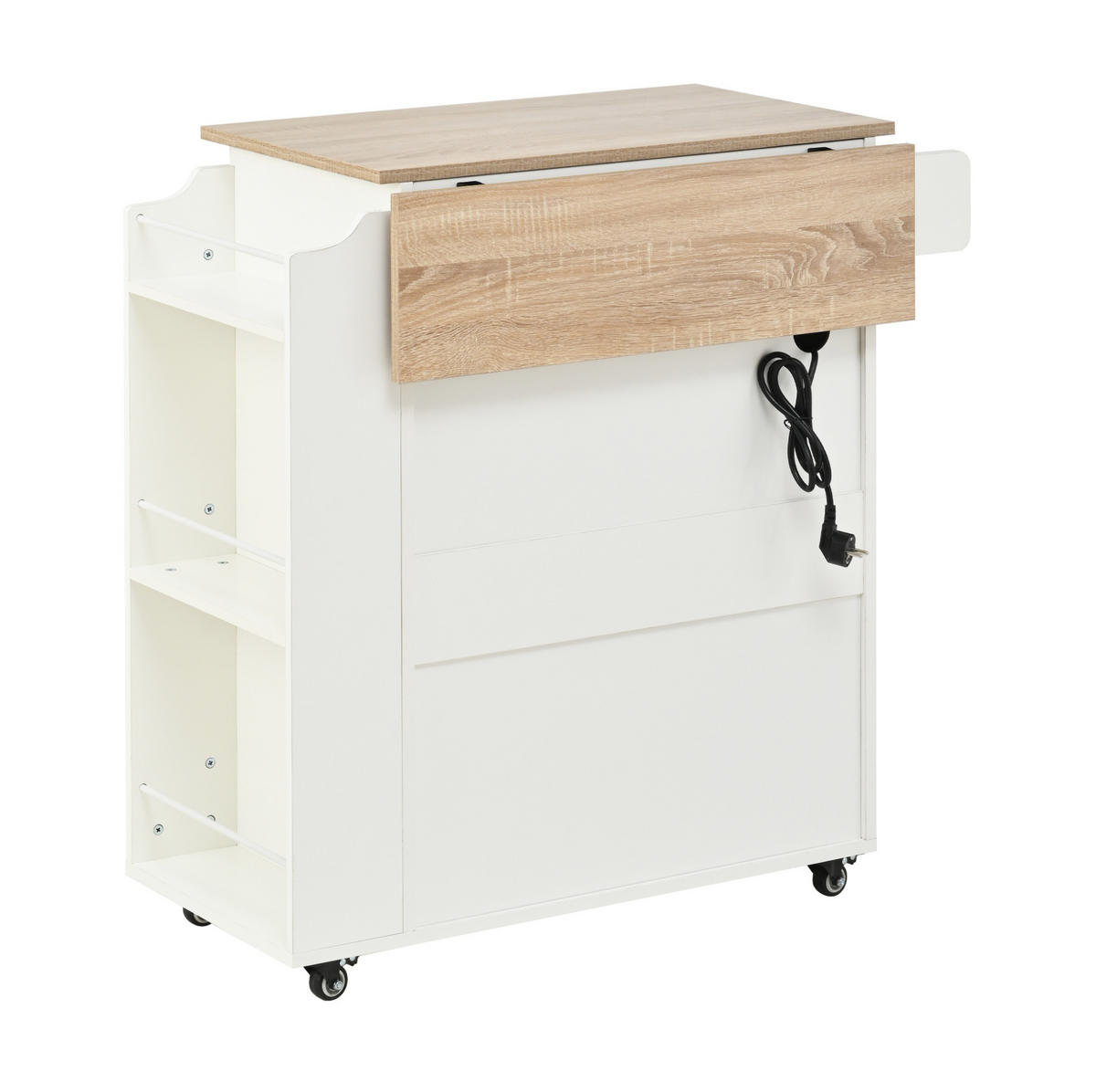 KÜCHENINSEL 66/90/60 cm Weiß aus MDF mit klappbarer Arbeitsplatte - Weiß, Holzwerkstoff (38/86/66cm) - OKMYHOME