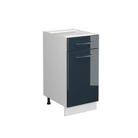 KÜCHENUNTERSCHRANK Fame-Line Dunkelblau Hochglanz 40 cm ohne AP - Weiß/Dunkelblau, Holzwerkstoff (40/82/51.6cm) - Vicco