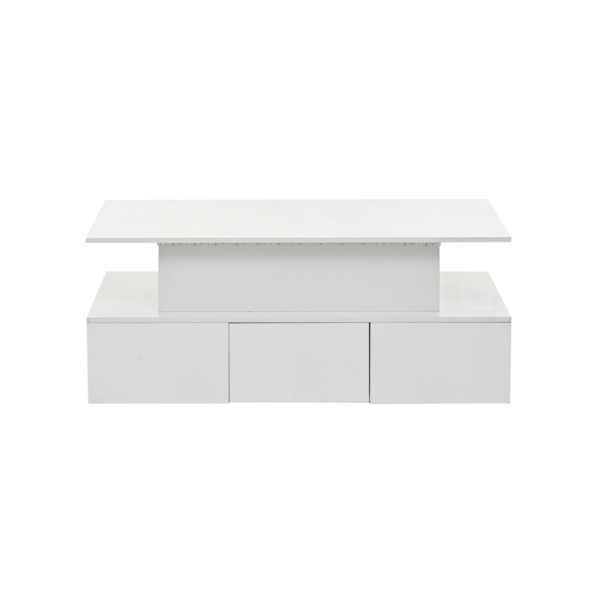 COUCHTISCH mit Liftfunktion 100 x 50 cm MDF Hochglanz Weiß - Weiß, Wellpappe (100/50/40cm) - Meubliv