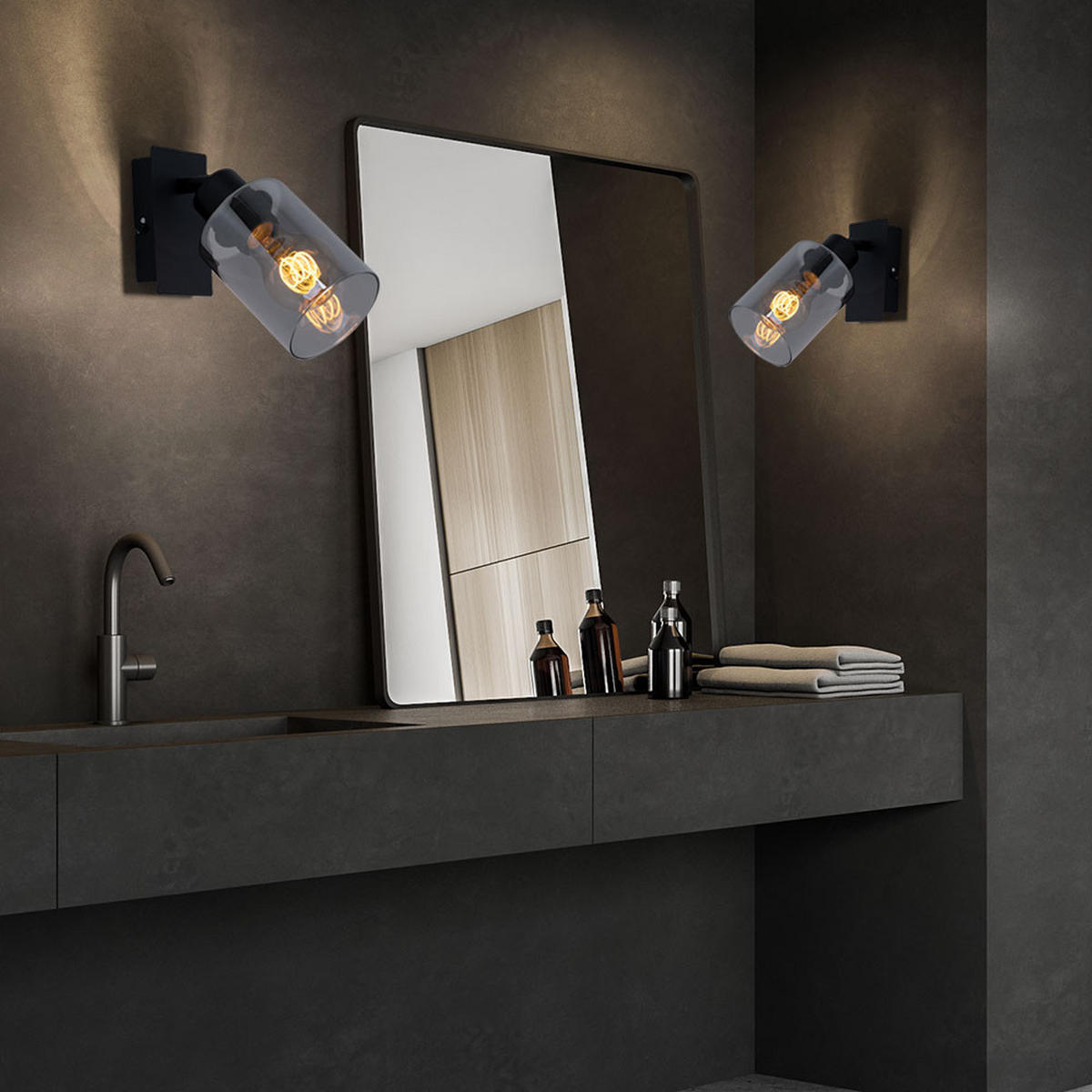 LED WANDLEUCHTE HADERA Glas Grau - Grau, Glas (9/20/9cm) - Globo Lighting