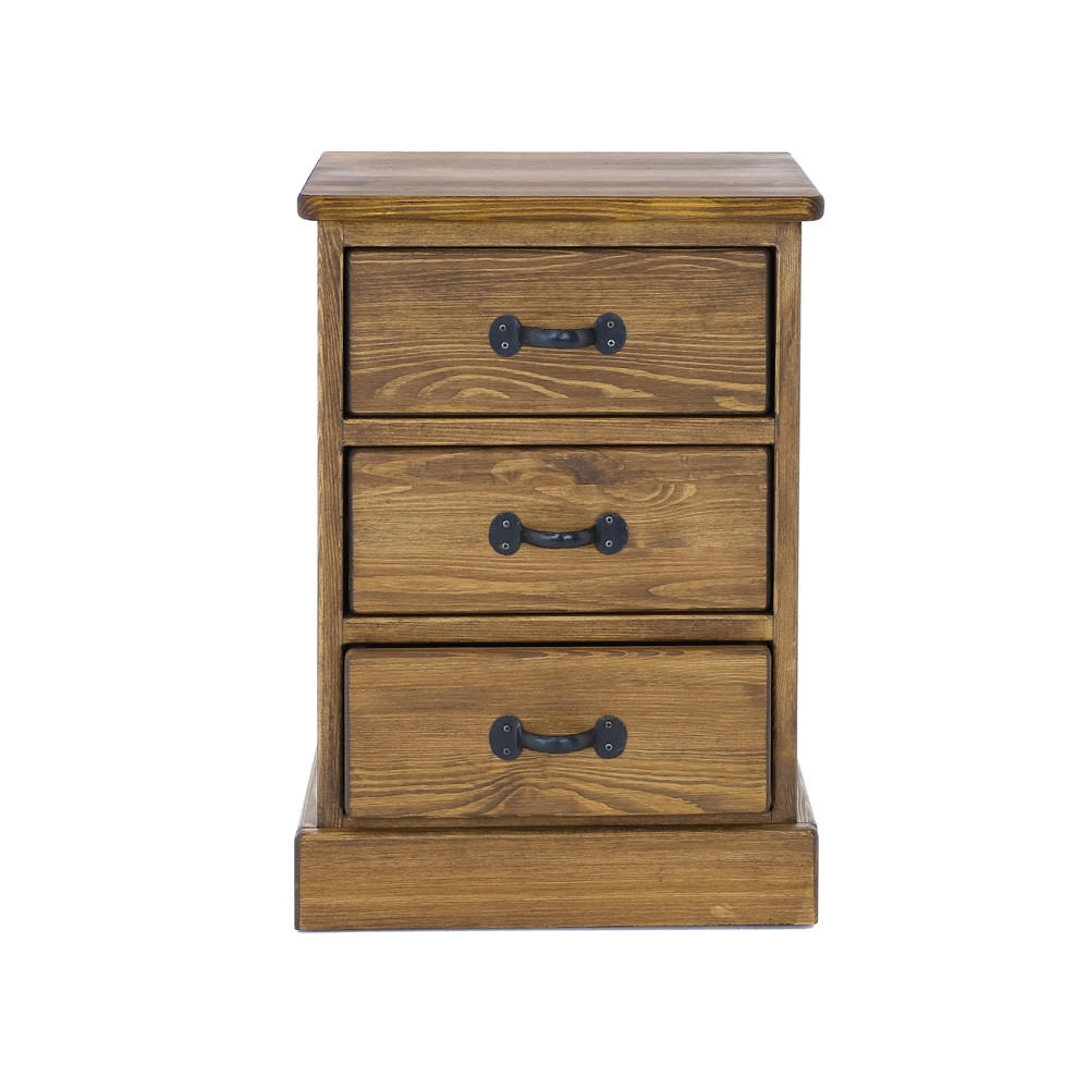 NACHTTISCH aus Massivholz Rustyk 3 - Dunkelbraun/Schwarz, Holz (50/69/40cm) - Seart