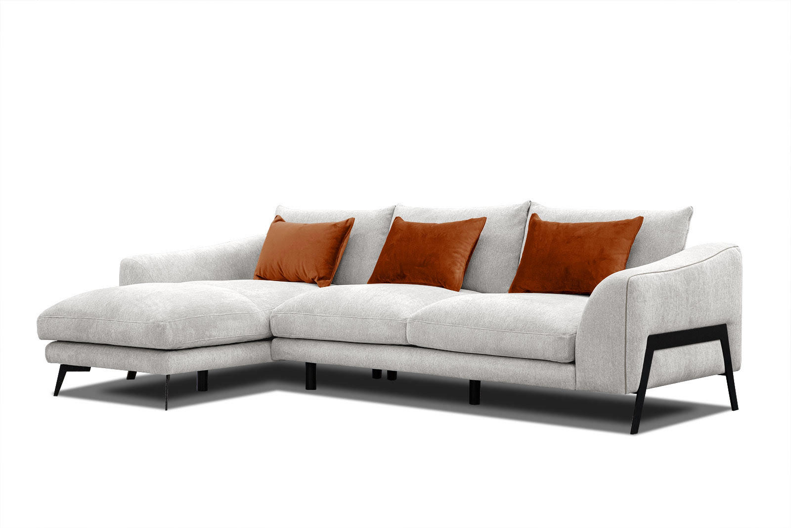 ECKSOFA WINTER 4-Sitzer, weiß - Schwarz/Weiß, Holzwerkstoff/Textil (158/269cm) - Courtois Laville