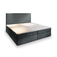 BOXBETT GIARRO 160x200 cm mit Matratze und Topper - Grau - Grau, Holz (160/200cm) - MASSENO