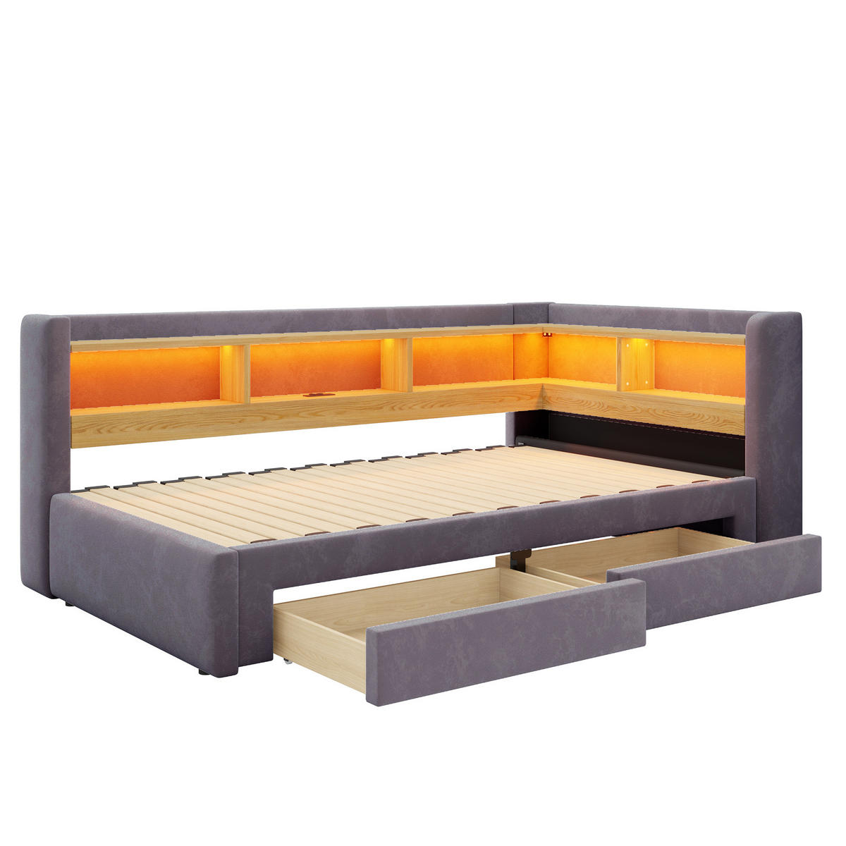 AUSZIEHBETT 90/180/200 cm, DE-41720, in Dunkelgrau - Dunkelgrau, Metall (90/200cm) - ComfortXL