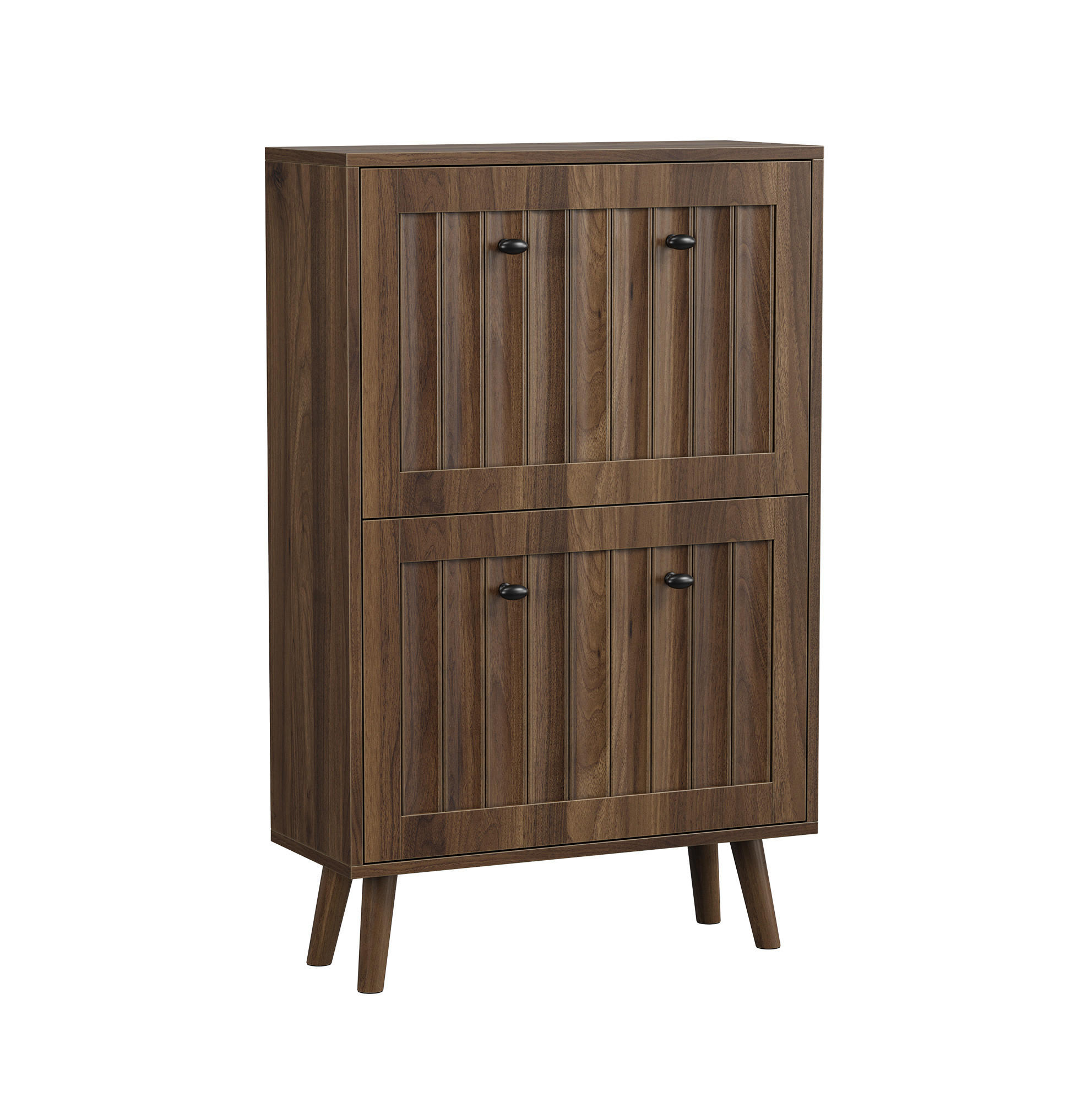 SCHUHSCHRANK 60/24/95 cm Walnuss aus MDF und Spanplatte mit Kippfächern - Walnussfarben, Holzwerkstoff (24/95/60cm) - OKWISH