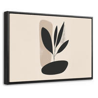 LEINWAND Bilder mit Rahmen - Pflanze - Beige - Japanisch - 30x20 - Schwarz, Textil (30/20cm) - MuchoWow