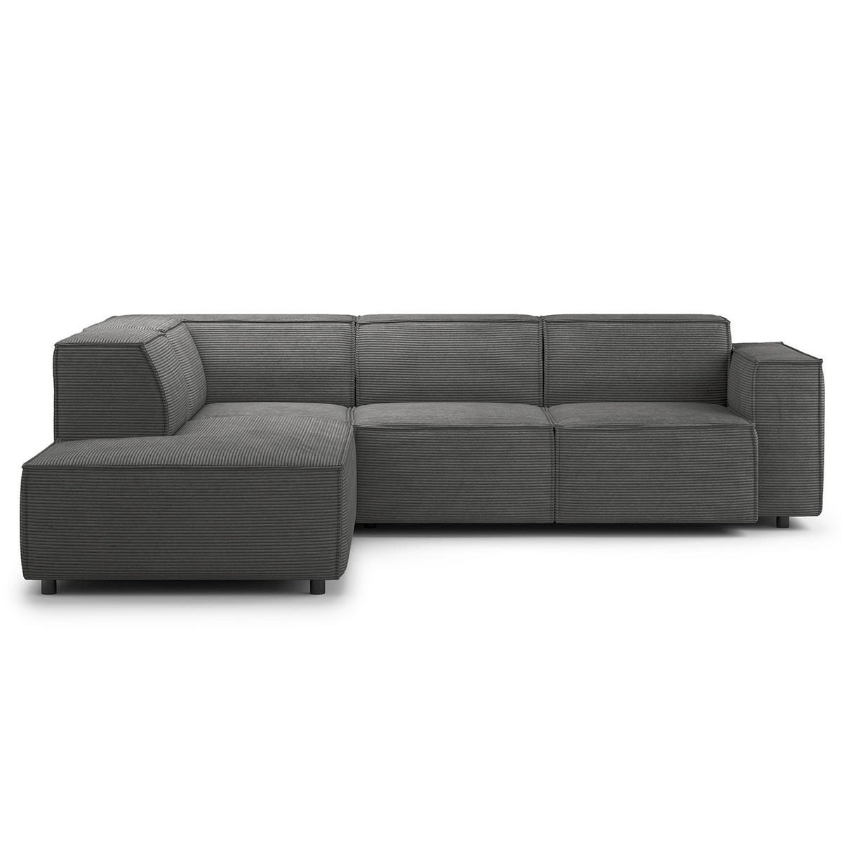 ECKSOFA mit Ottomane - Anthrazit/Schwarz, Kunststoff/Textil (260/234cm) - home24