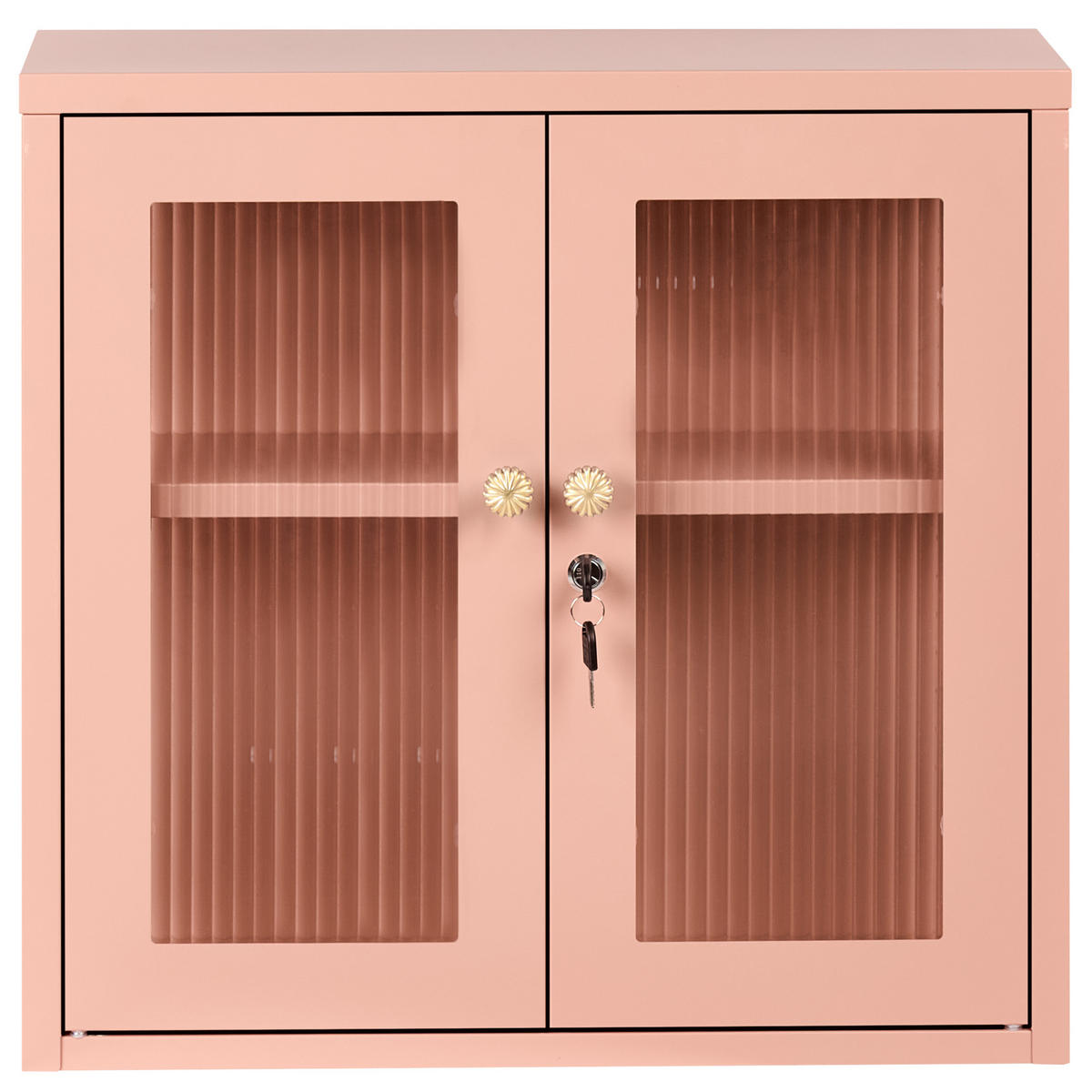 WANDSCHRANK 60 cm Metall Pfirsichrosa Harlyn - Pink, Metall (60/57/18cm) - Beliani