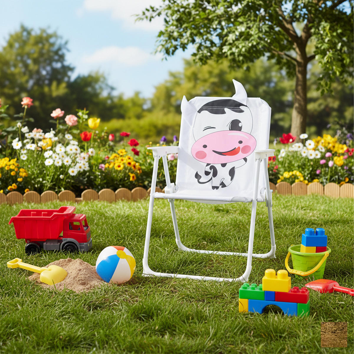 OTROŠKI klopčni stol - bela, kovina/tekstil (36/51.5/37.5cm) - Relaxdays