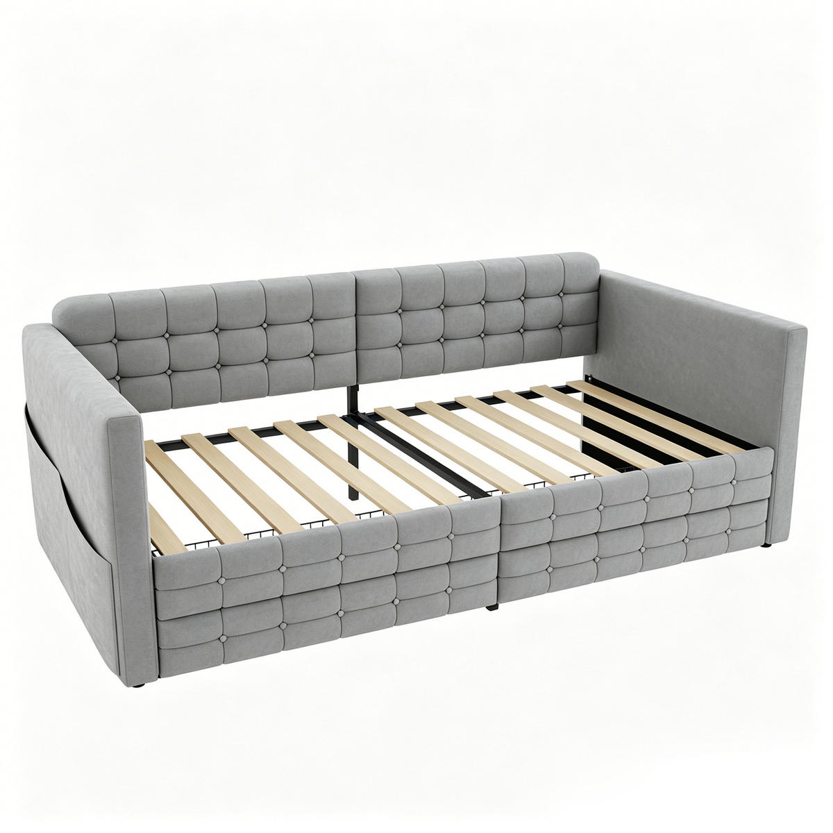 POLSTERBETT 90x190cm Schlafsofa Samt Stauraum Schubladen Grau - Hellgrau, Textil (90/190cm) - FLIEKS