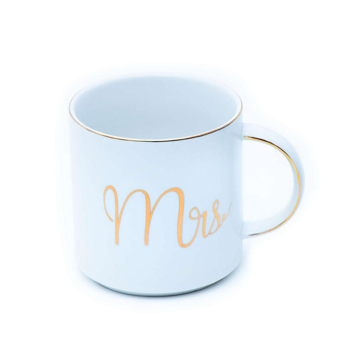 KAFFEETASSE mit Goldrand und Aufschrift Mrs 300 ml - Weiß, Keramik (0.3L) - Intirilife