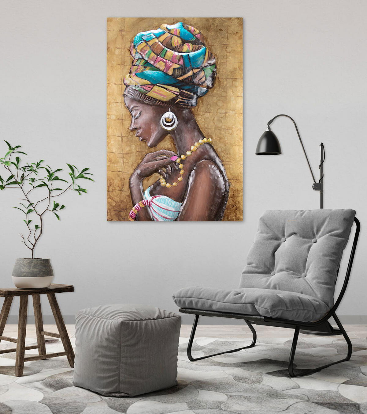 METALLBILD Bunt 60/90 cm - Goldfarben/Multicolor, Metall (4/90cm) - KUNSTLOFT