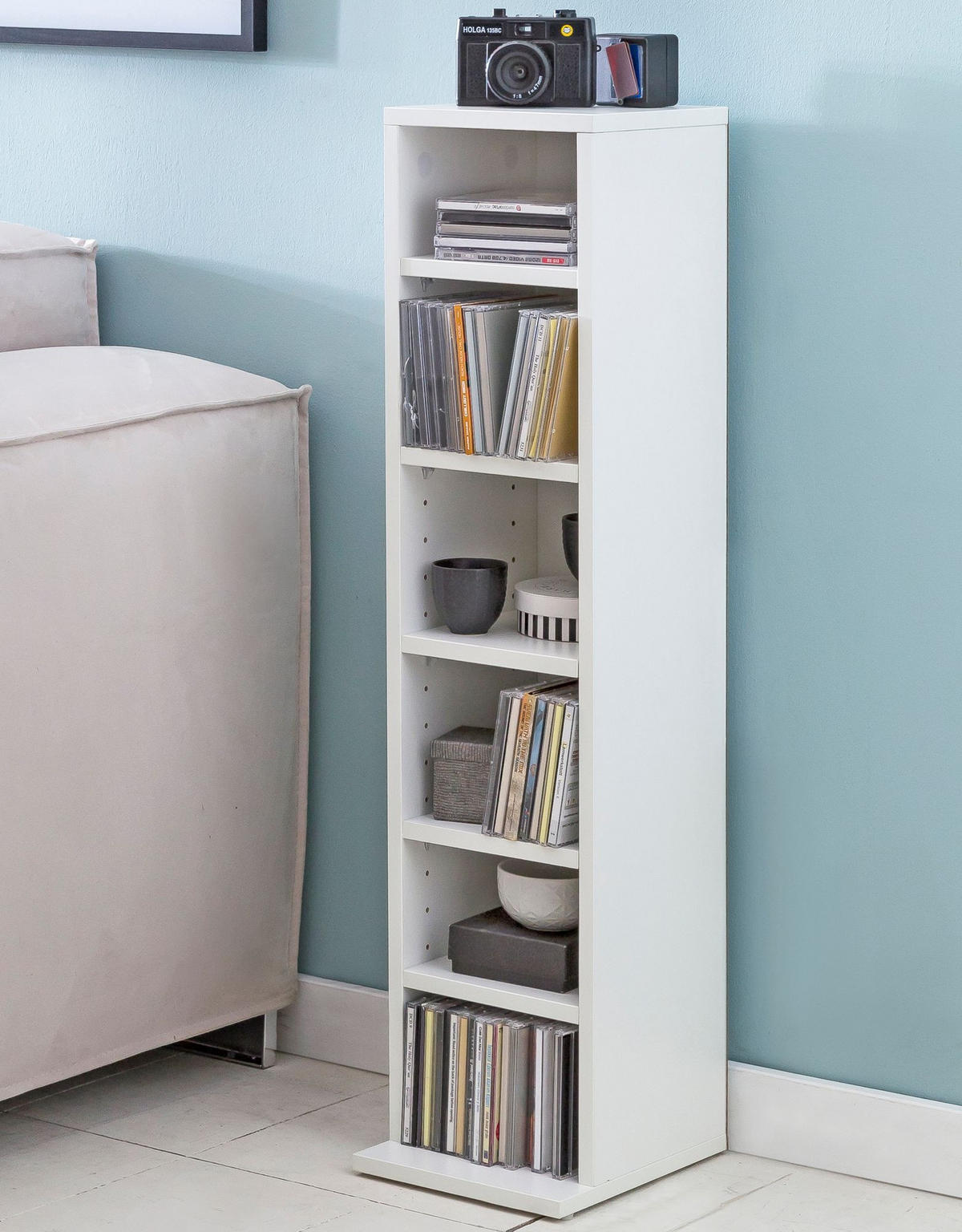 CD-REGAL – Holz, 6 Fächer, modern - Weiß, Holz (21/90/20cm) - KADIMA DESIGN