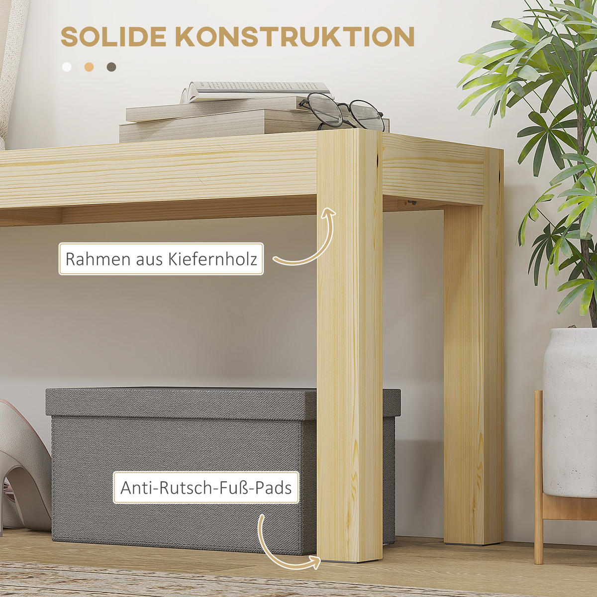 KÜCHENBANK im Landhaus-Stil, Kiefernholz, 120 x 33 x 45 cm, Natur - Naturfarben, Holz (33/45/120cm) - HOMCOM
