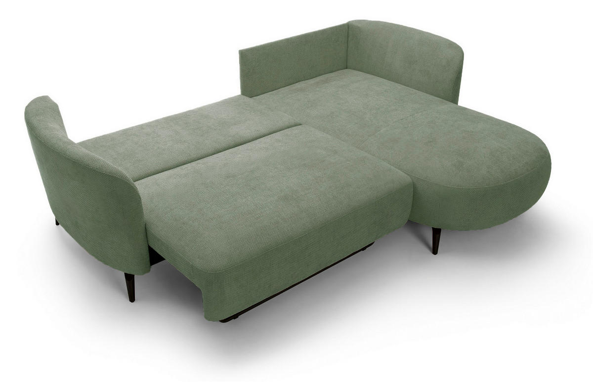 ECKSOFA auf Füßen Kendra 260 cm mit Schlaffunktion, Rechts, Grün - Grün, Holz (180/260cm) - Emporius