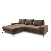 ECKSOFA L Form Artemia Hellbraun Samt 275/210/81 cm – modernes Sofa fürs Wohnzimmer L - Silberfarben/Hellgrau, Textil/Metall (210/275cm) - AX Living