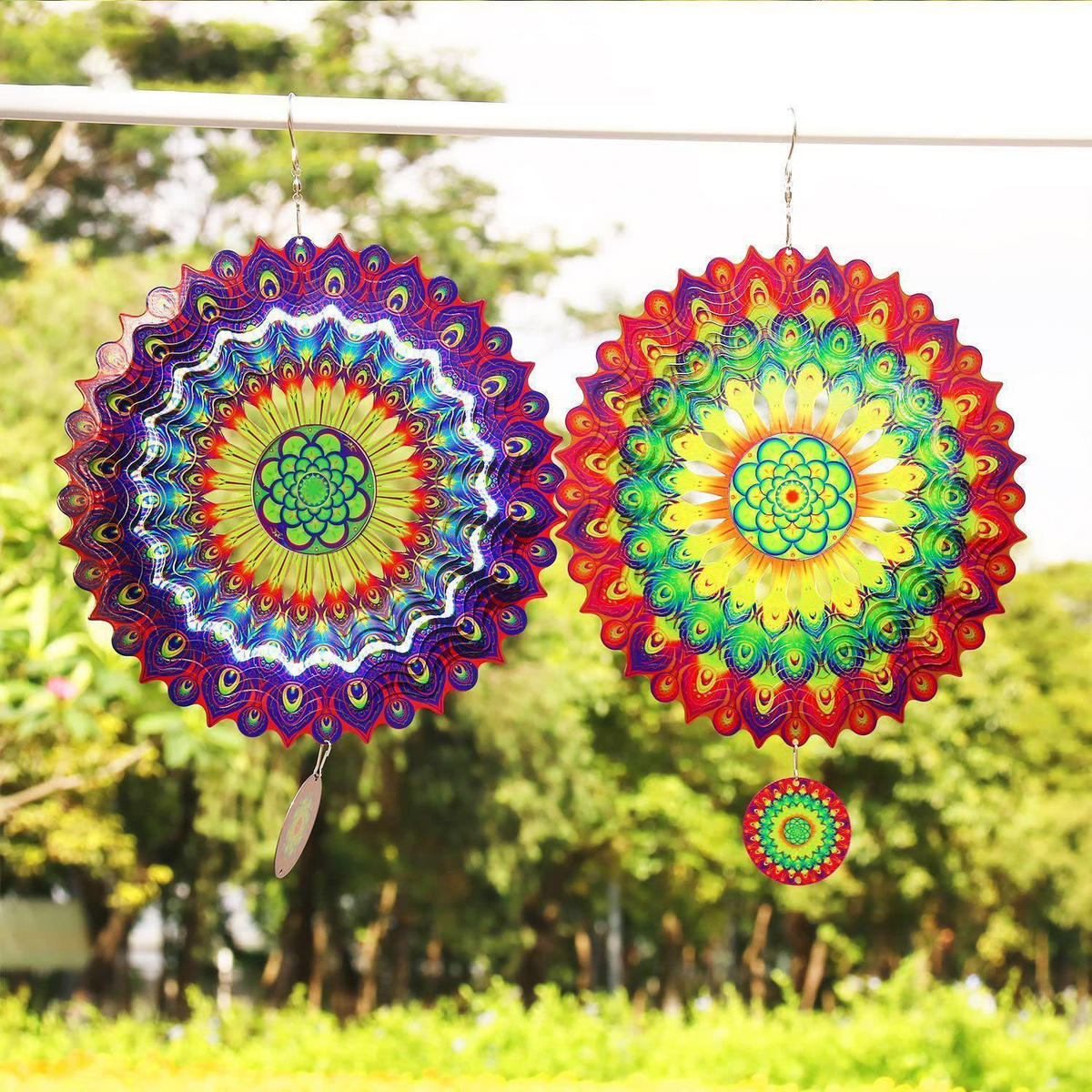 WINDSPIEL 3D Mandala Edelstahl 30 cm Lila - Multicolor, Metall (30.5/30.5/30.5cm)