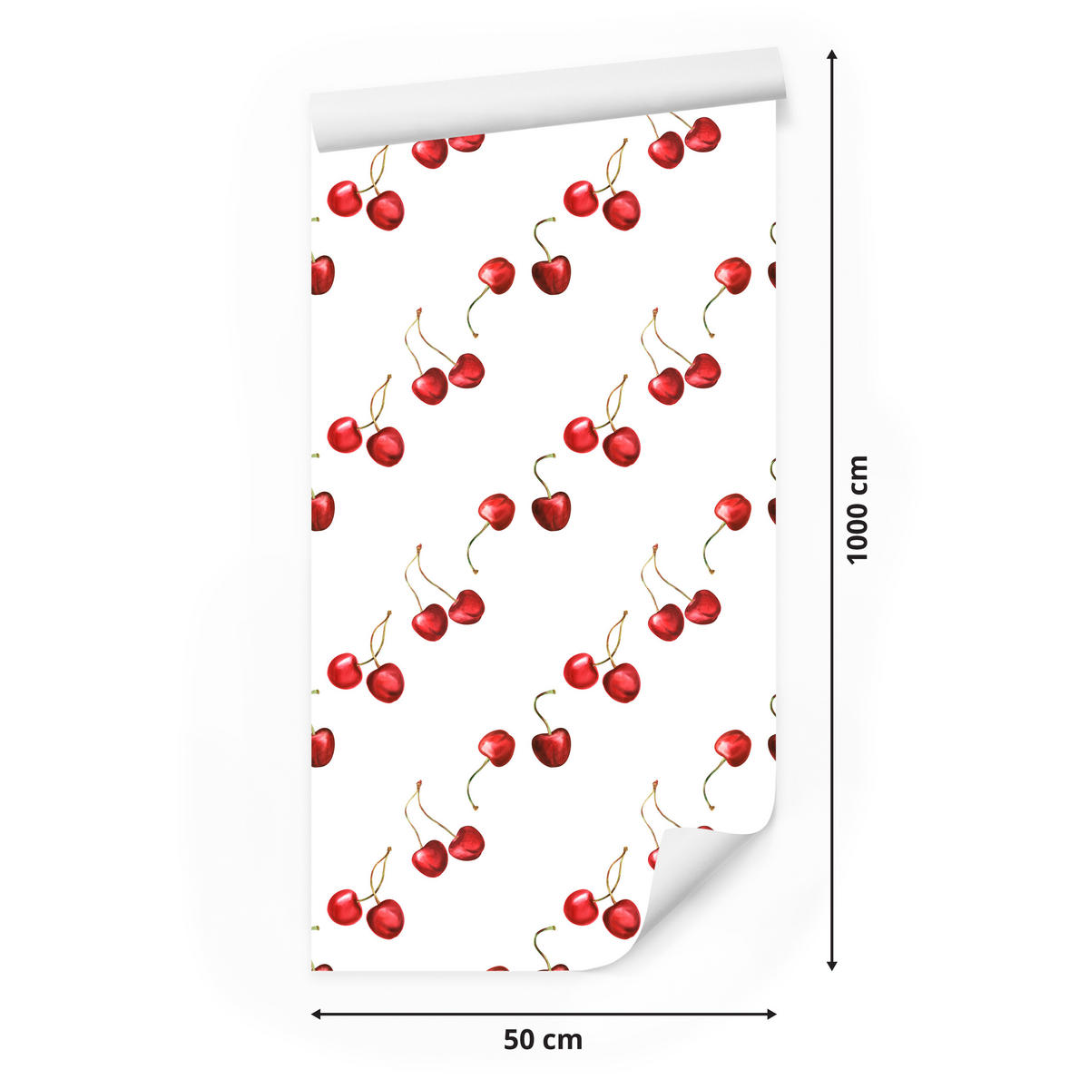 VLIESTAPETE Kirschen – Rot, Weiß – 50x1000 cm - Rot/Weiß, Papier (50/1000cm) - Muralo