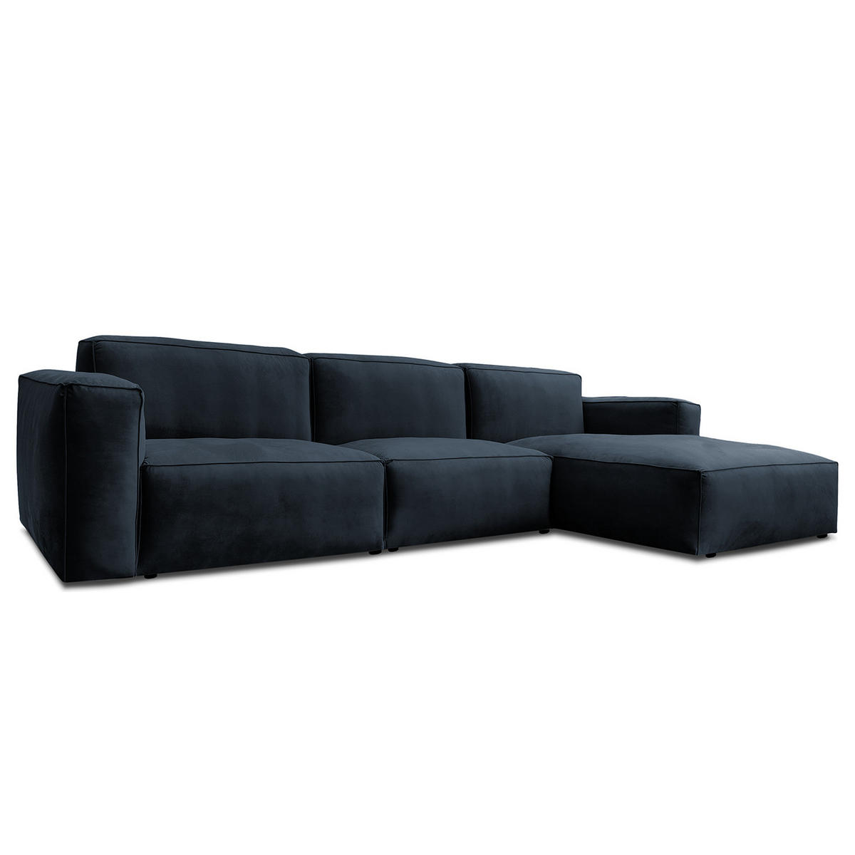 ECKSOFA mit Longchair - Schwarz/Dunkelblau, Kunststoff/Textil (345/170cm) - home24