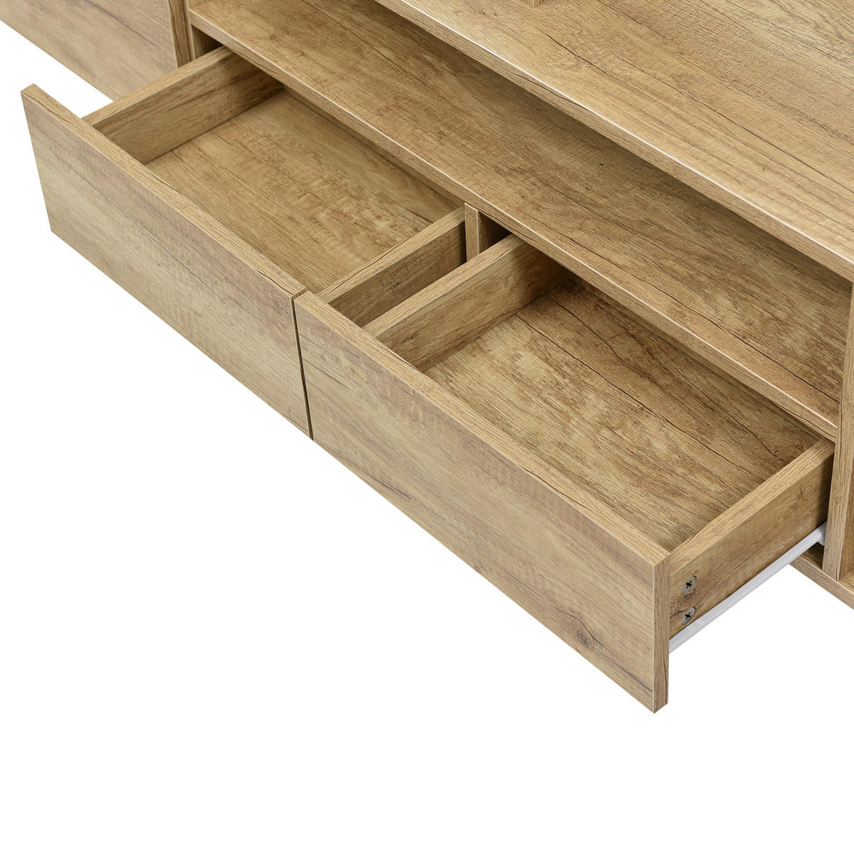 LOWBOARD 200/35/60 cm in Natur und Hochglanzweiß aus MDF mit LED-Beleuchtung - Weiß, Holzwerkstoff (30/60/200cm) - OKMYHOME