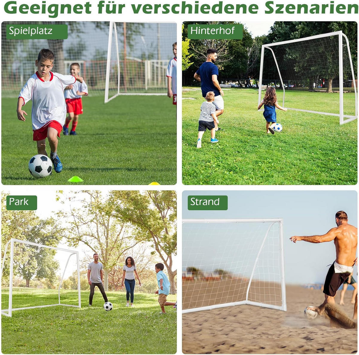 FUBBALLTOR Weiß - Weiß, Kunststoff (90/182/245cm) - COSTWAY