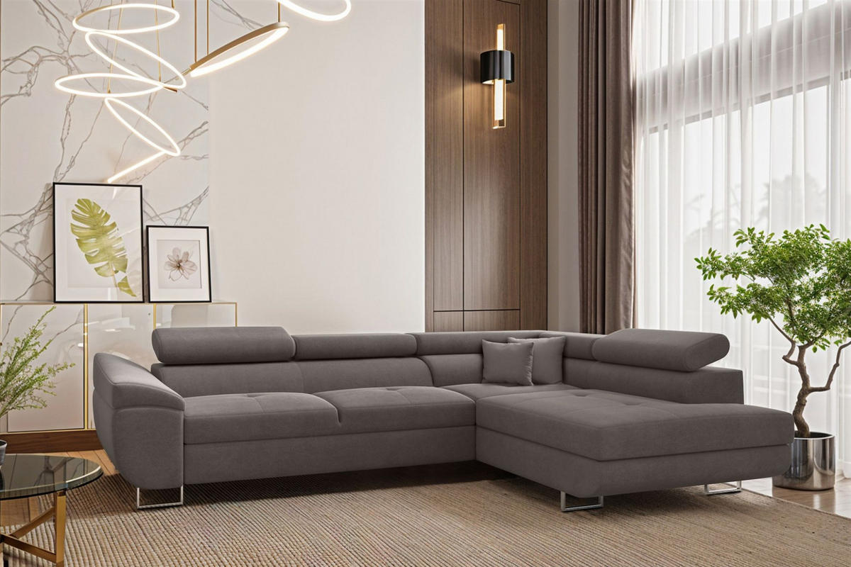 ECKSOFA Carmelo In Nova - Grau, Holzwerkstoff/Textil (275/202cm) - Fun Möbel