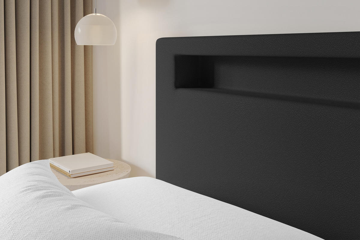 POLSTERBETT mit Bettkasten und Lattenrost, Boxbett ohne Matratze - GOLA 180x200 Schwarz - Schwarz Hochglanz, Holzwerkstoff/Textil (180/200cm) - ALTDECOR