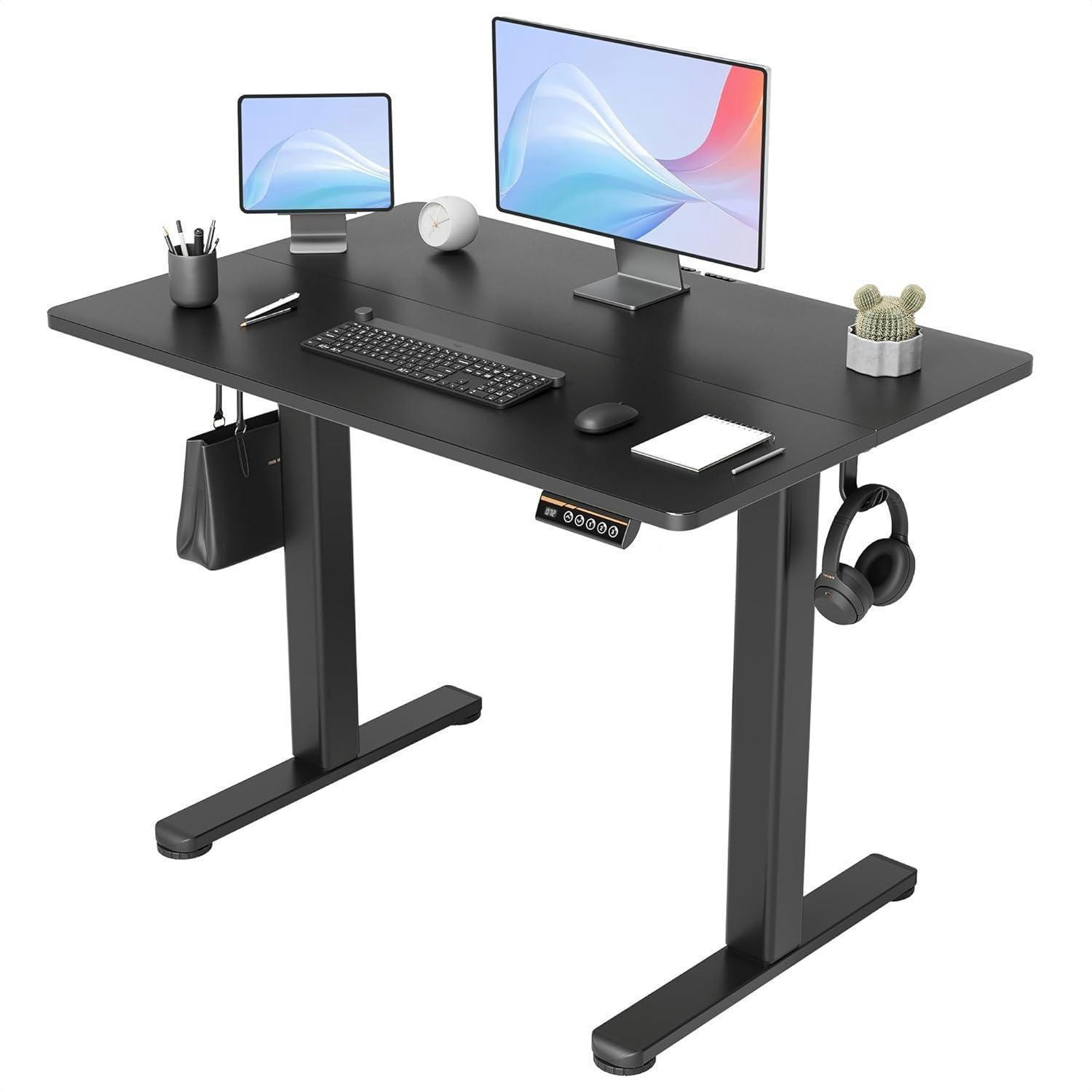 SCHREIBTISCH höhenverstellbar elektrisch 100x60 cm Schwarz - Schwarz, Metall (60/100/118cm)