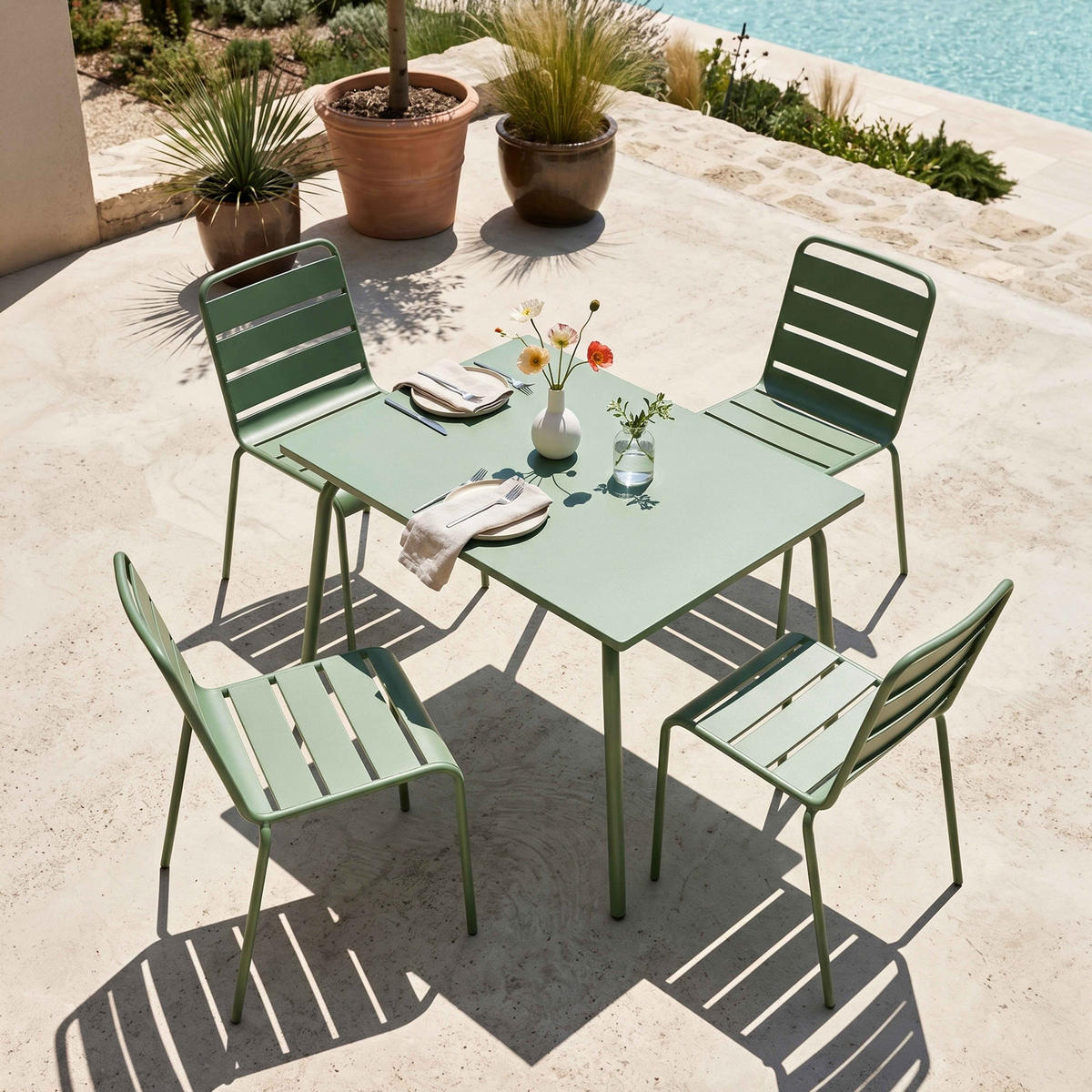 GARTENSET 5-tlg., Kaktusgrünen - Grün, Metall - Oviala