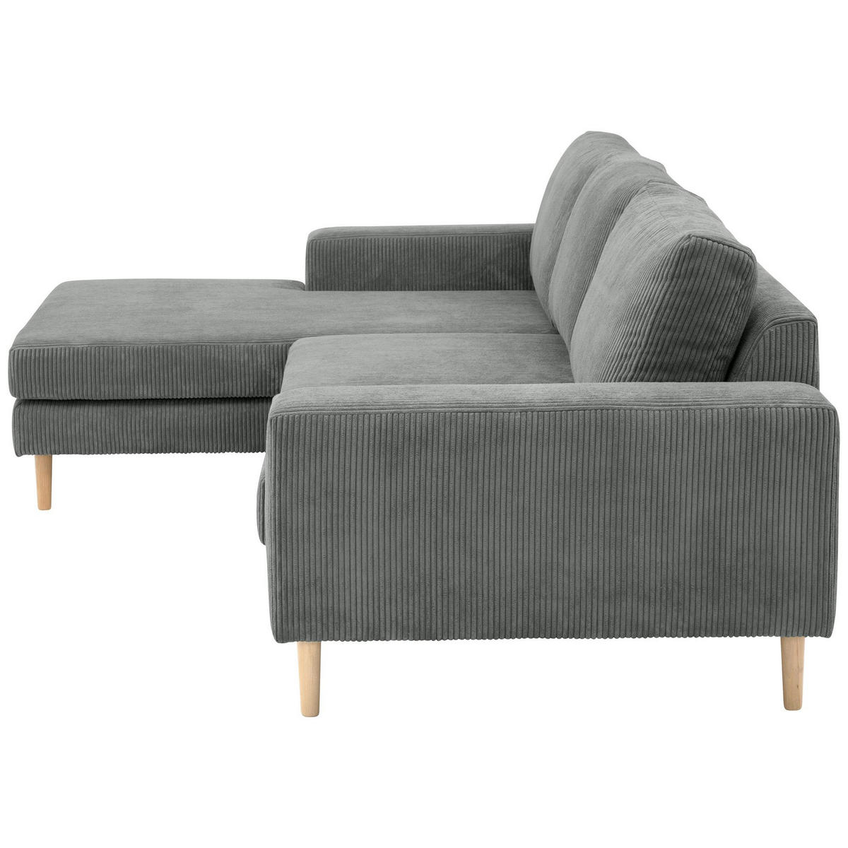 SOFA mit Longchair links Kaylynn Cordstoff anthrazit - Anthrazit, Kunststoff (175/294cm) - 58aufmkessel