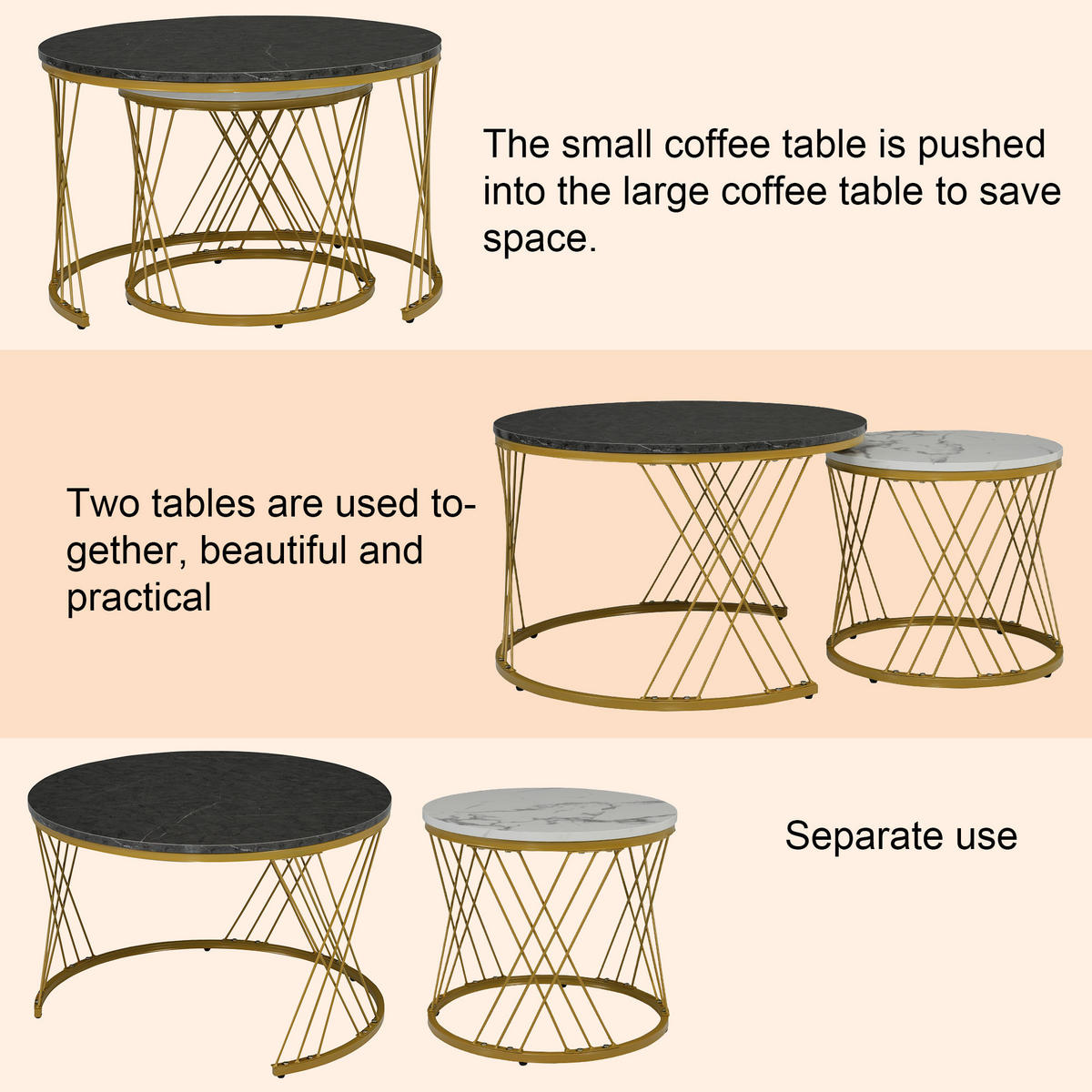 COUCHTISCH DE-050 Weiß/Grau 2er-Set - Grau, Holzwerkstoff (70/70/45cm) - ComfortXL