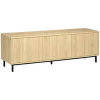 LOWBOARD Naturfarben 150/40/51 cm, 3 Türen, geriffelte Fronten, Push-to-Open - Naturfarben, Holzwerkstoff (150/51/40cm) - PANGIVO