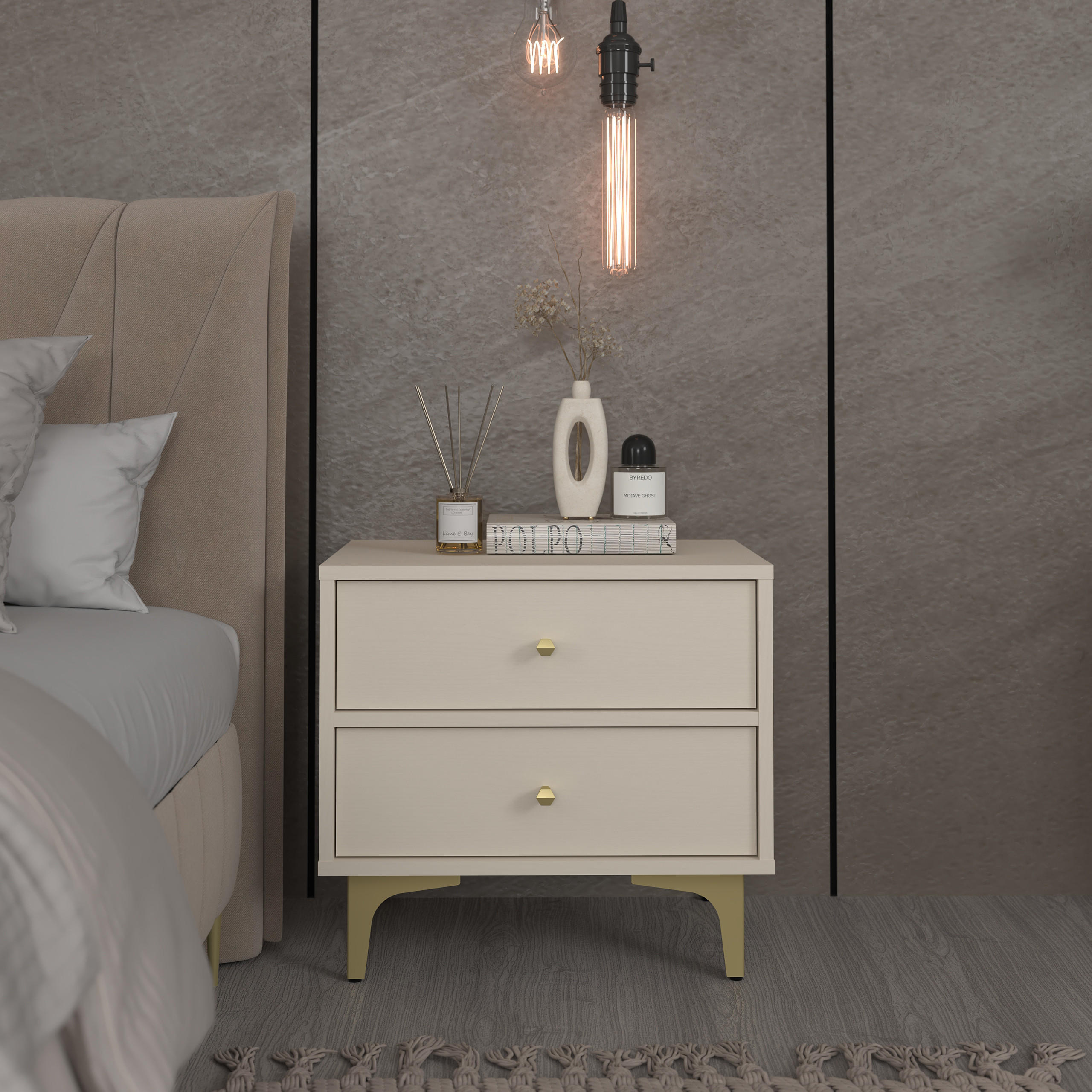 NACHTTISCH TORINO 51,8/48,5/40,8 cm Beige - Beige, Holzwerkstoff (51.8/48.5/40.8cm) - MASSENO