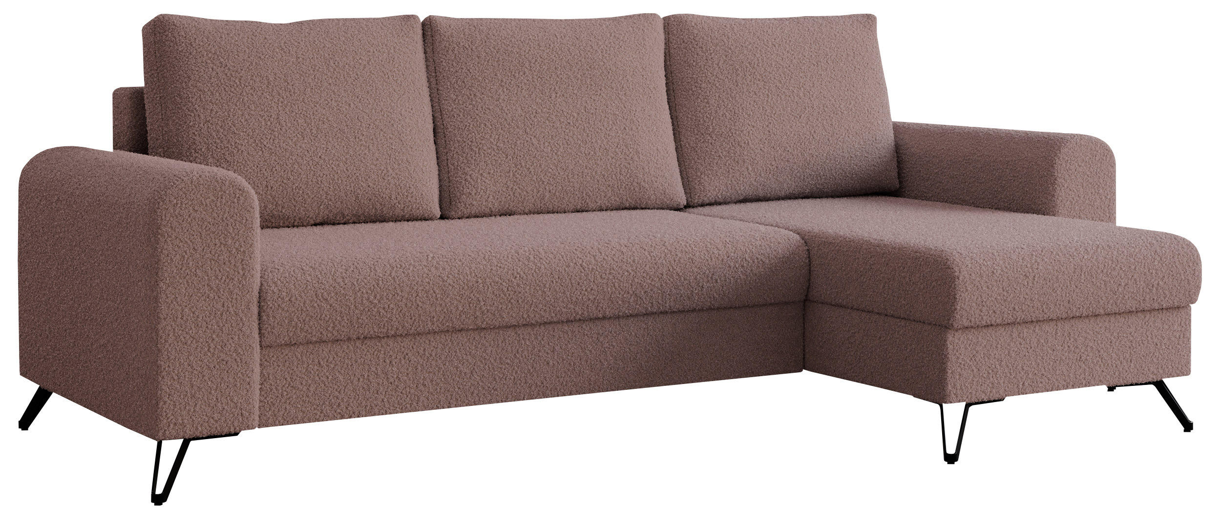 ECKSOFA Hugo Boucle Rosa - Schwarz/Rosa, Textil/Metall (242/140cm) - MKS