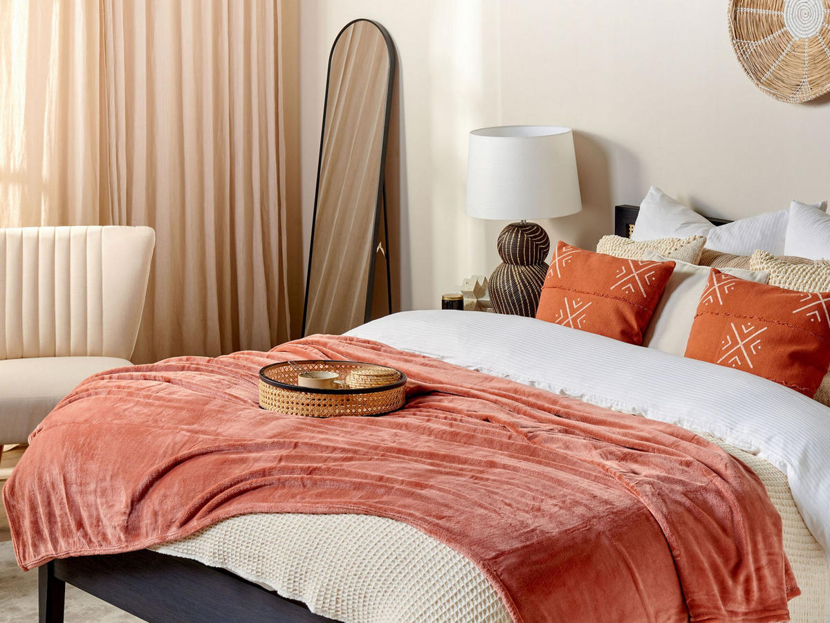 DECKE Rot Bayburt 150/200 cm - Rot, Textil (150/200cm) - Beliani