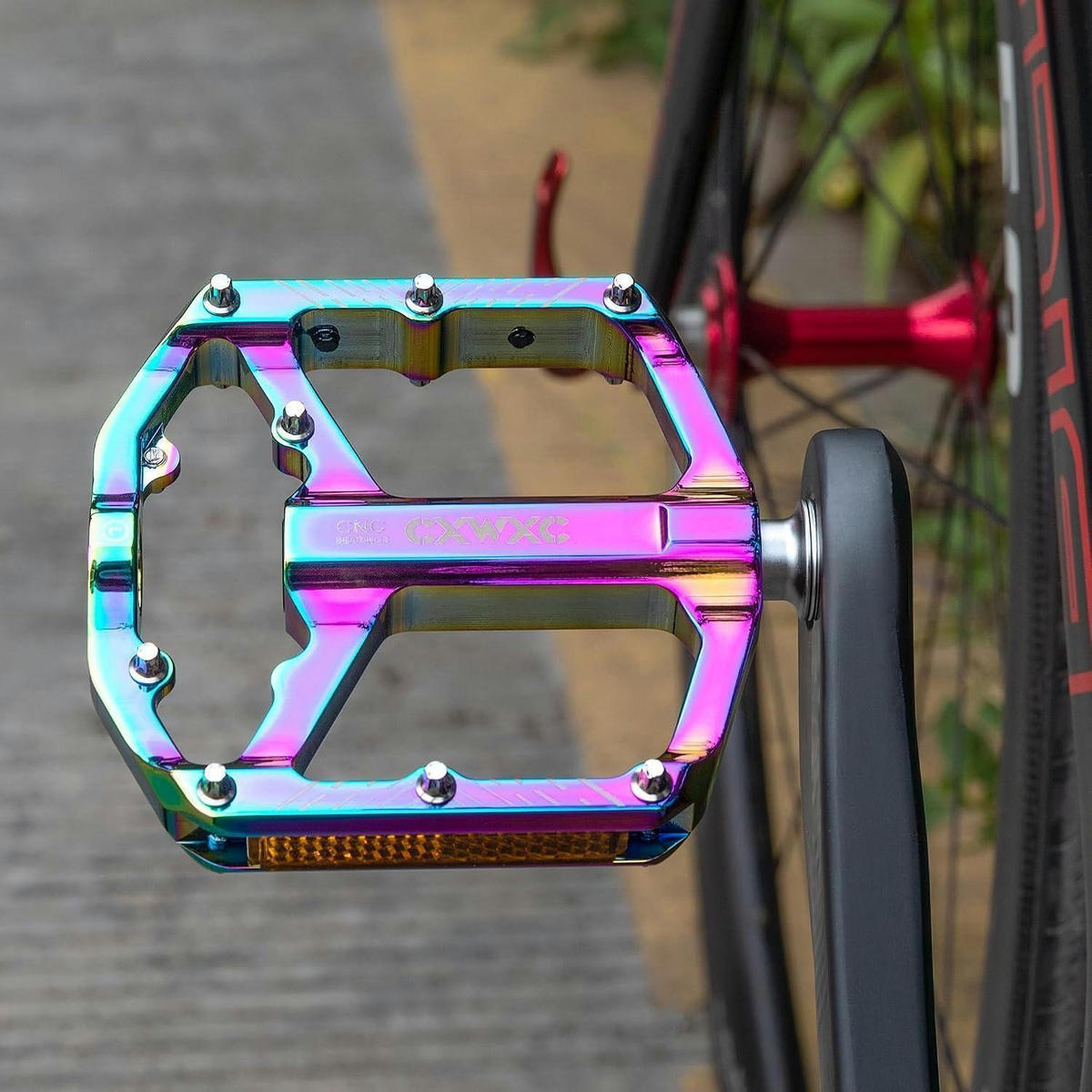 FAHRRADPEDALE 9/16 Zoll CNC Aluminium MTB Pedale mit Reflektoren Leichtgewichts Antirutsch Mehrfarbig - Multicolor, Metall (9/2/10cm)