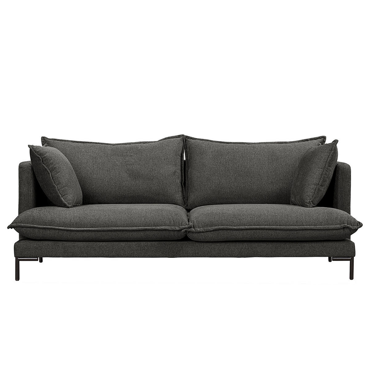 3-SITZER SOFA - Webstoff / Metall - Dunkelgrau, Textil/Metall (216/101/82cm) - home24