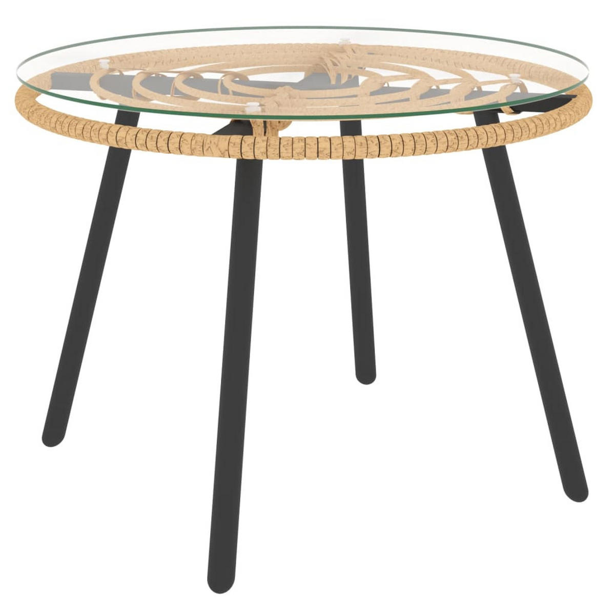 LOUNGEGARNITUR mit Auflagen und Couchtisch, aus Stahl und Poly Rattan, Beige, 3-teiliges Set - Anthrazit, Kunststoff - vidaXL