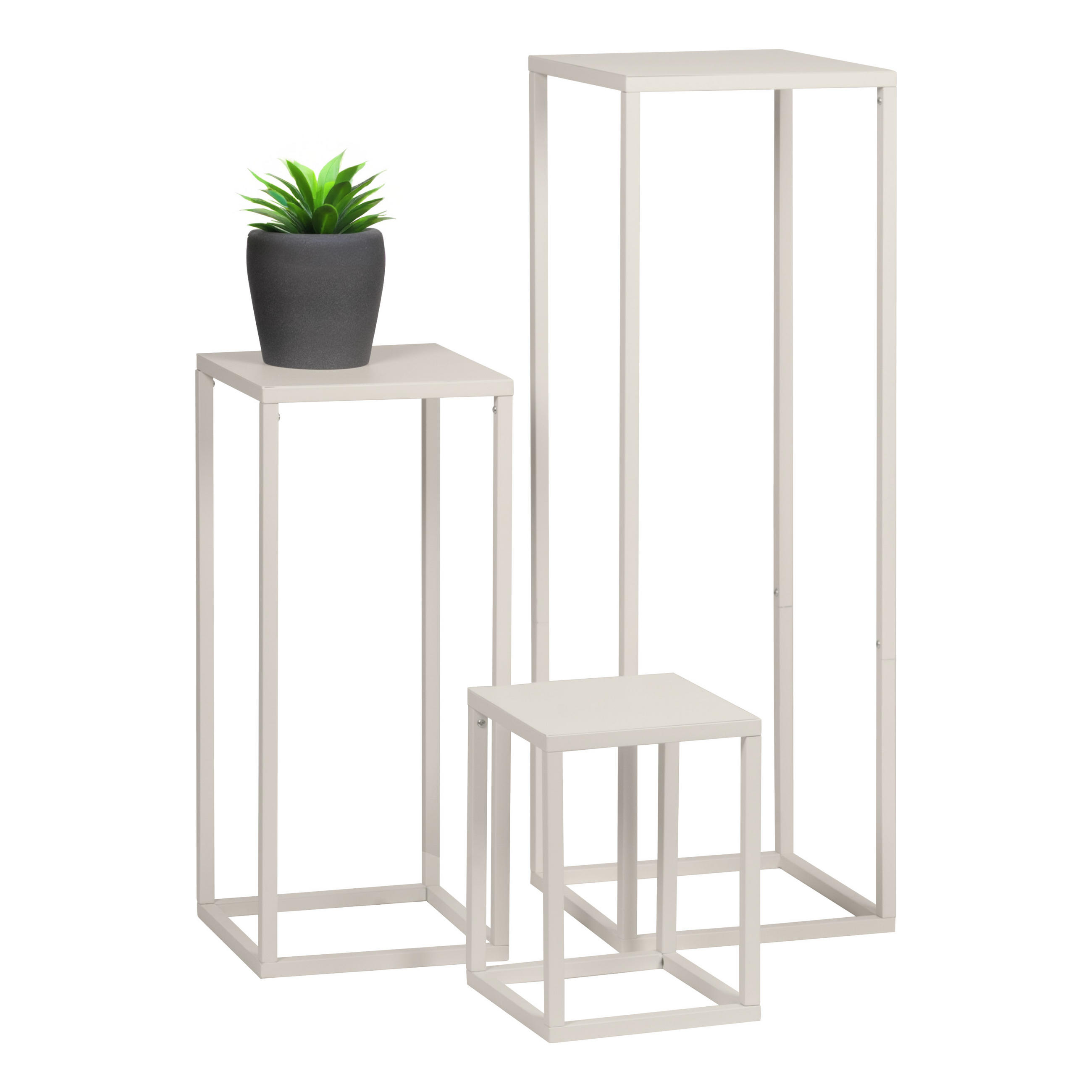 BLUMENHOCKER (3er Set), Metall, cremeweiß - Creme, Metall (30/30/90cm) - bremermann