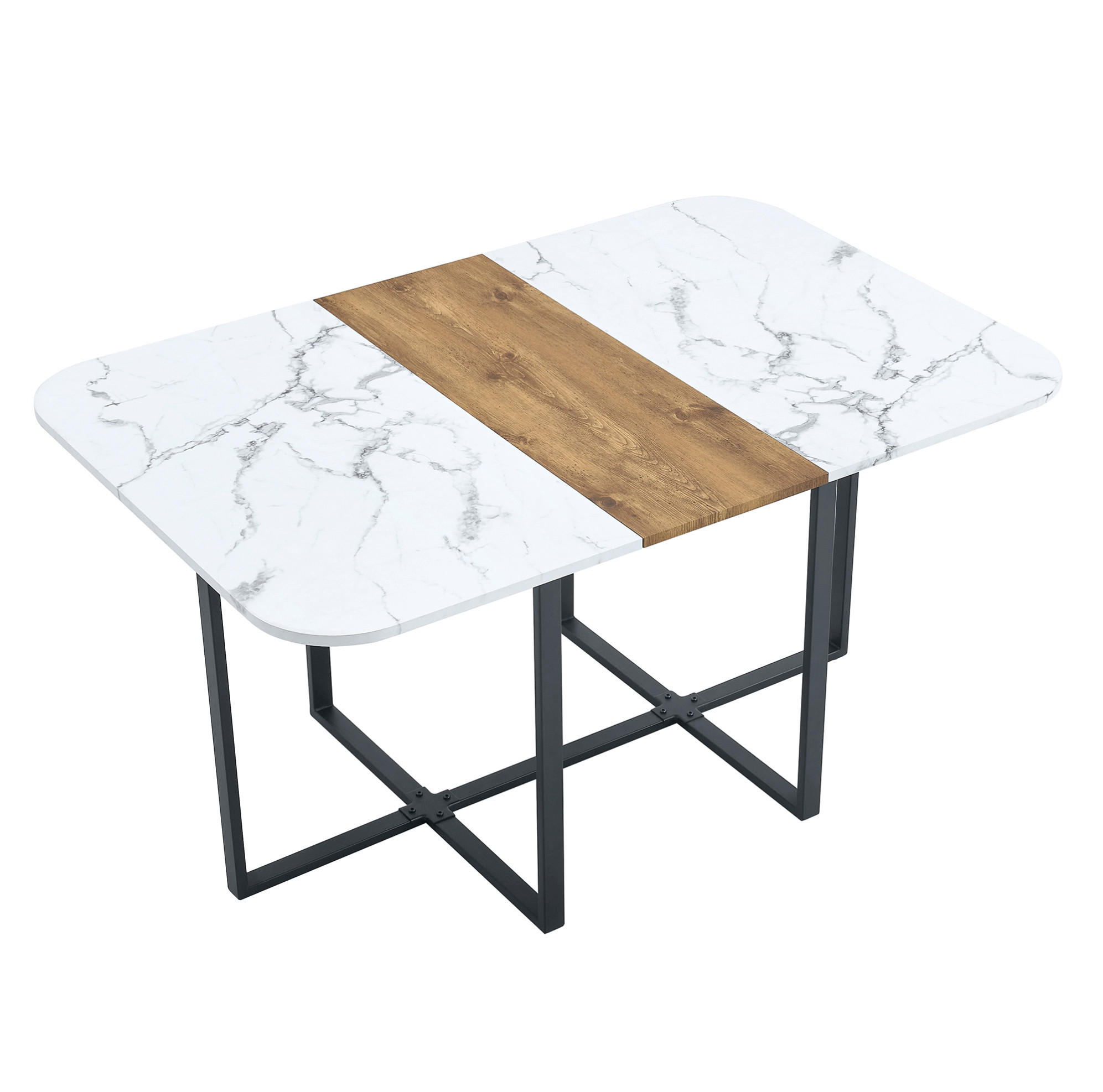 AUSZIEHTISCH in Holzoptik mit Metallgestell - ausziehbar für 4 bis 6 Personen - Braun, Holzwerkstoff (153/100/79cm) - BEAOK