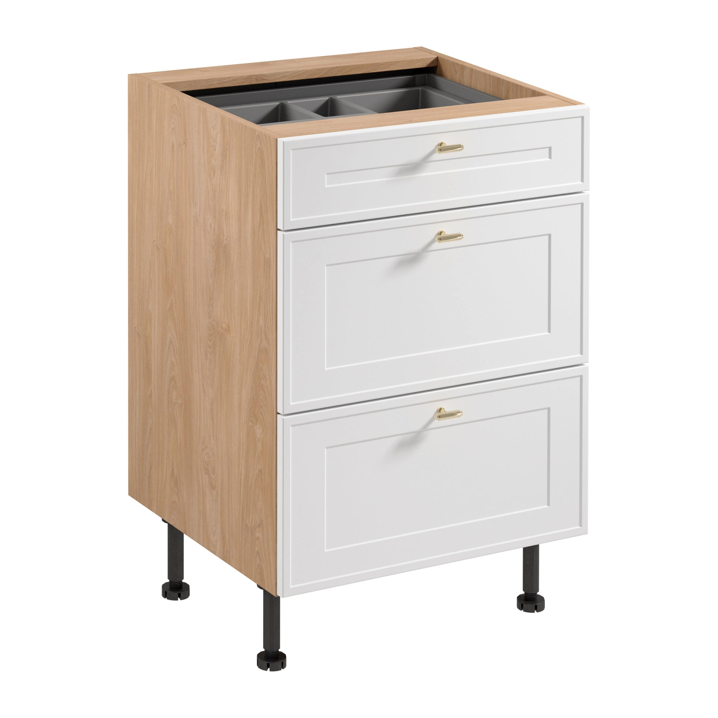 UNTERSCHRANK D60S3 AX – Sorento Sonoma Eiche Weiß – Weiß / Sonoma Eiche - Weiß/Sonoma Eiche, Holzwerkstoff (60/87/52cm) - ROYAL24_MARKT