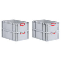 EUROBOX 4x Nextgen Color 22x40x60cm 44 Liter Griffe Rot Geschlossen - Rot, Kunststoff (40/17/60cm) - PROREGAL