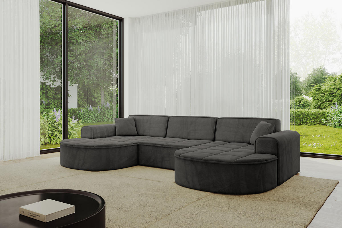 WOHNLANDSCHAFT TARO-U1 - 303x171x79,5 cm Dunkelgrau - Dunkelgrau, Holzwerkstoff/Textil (303/79.5/171cm) - ALTDECOR