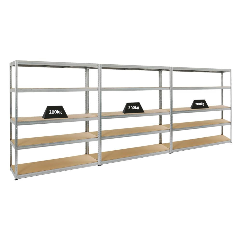 SCHWERLASTREGAL Giant Elephant 3er-Set mit 3x 180x150x45 cm Fachlast 200 kg Verzinkt - Silberfarben, Metall (450/180/45cm) - PROREGAL