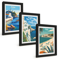 BILDER SET 3er Set - 20x30 cm Schwarzer Rahmen - Küstenlandschaften des Tourismus - Schwarz, Kunststoff (20/30cm) - TULUP