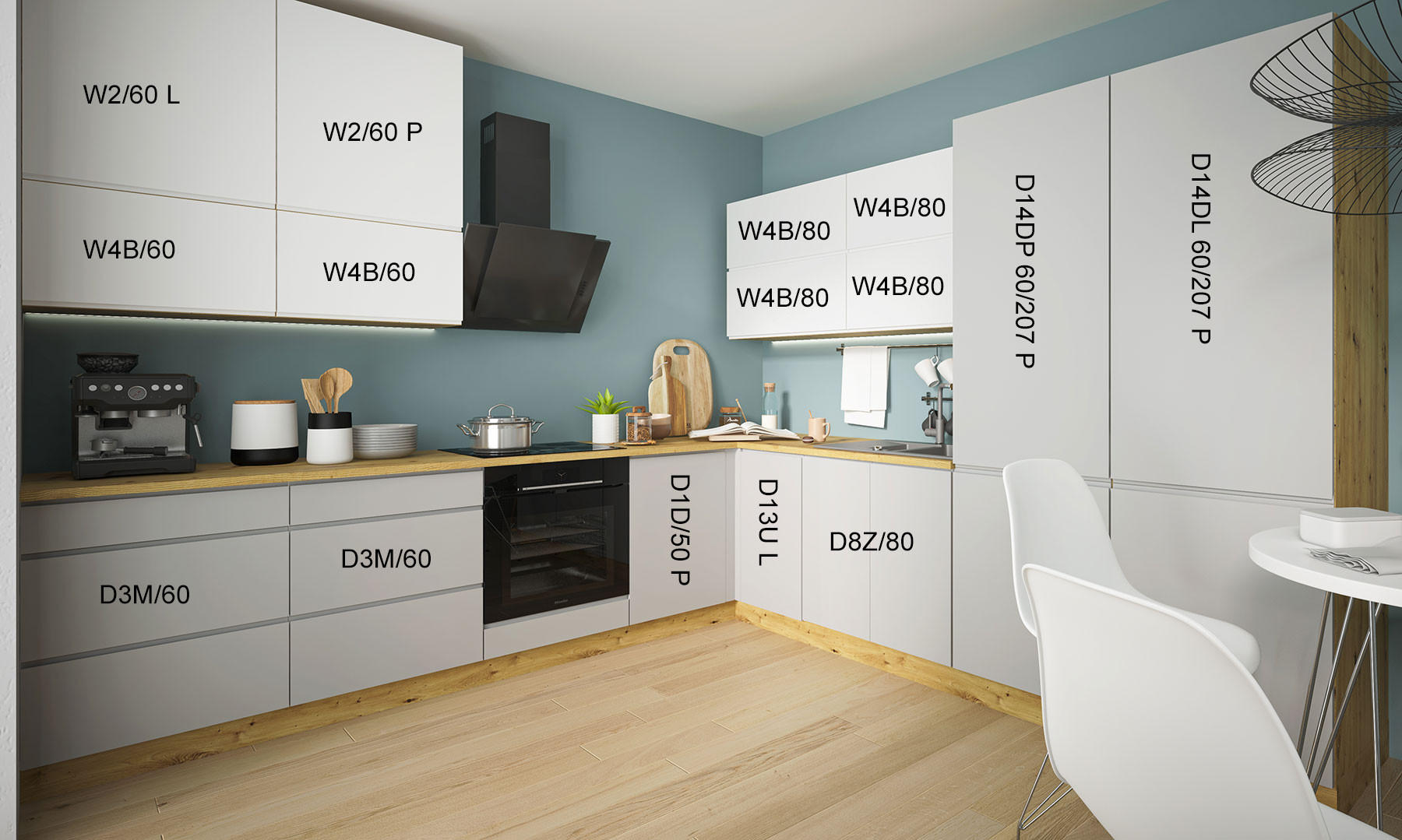 Thumbnail - Feldmann-Wohnen Winkelküche, Grau, Grau, Holzwerkstoff, L-Form, 290x207x305 cm, Küchen, Eckküchen, Eckküchen ohne Geräte