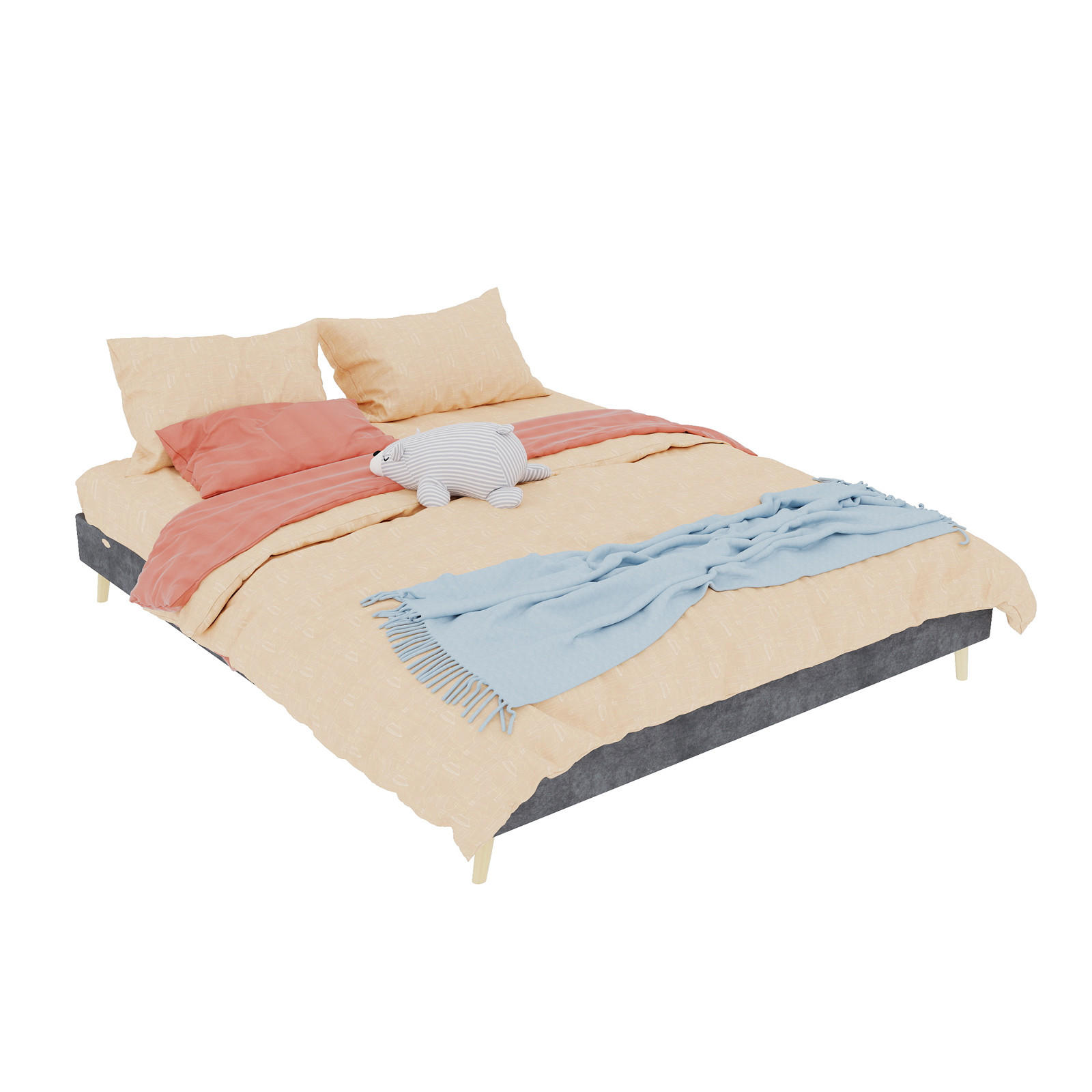 POLSTERBETT 160/200 cm DE-33008 Veloursbezug Grau - Grau, Metall (160/200cm) - ComfortXL